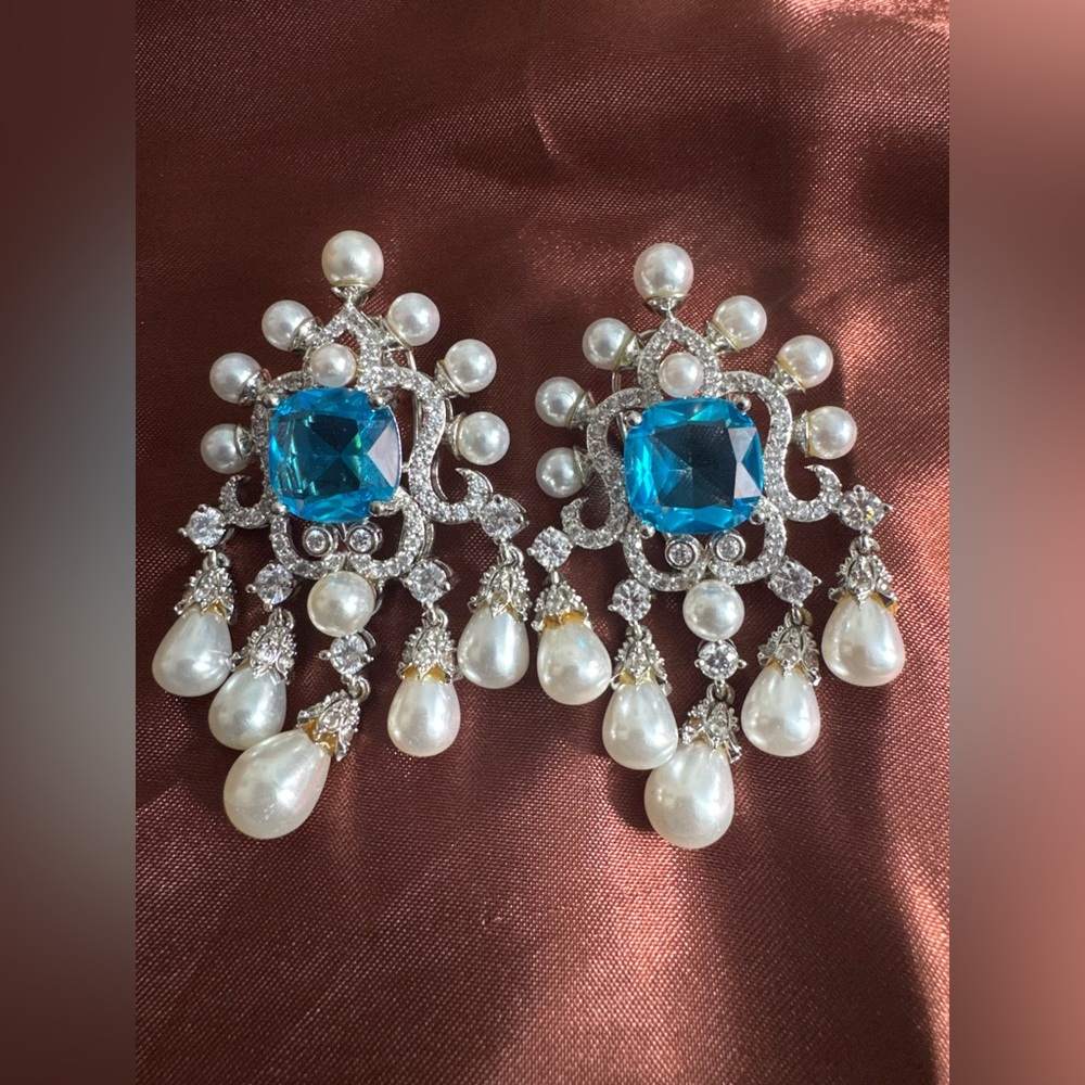 Elegant Blue and Silver Dangle Earrings